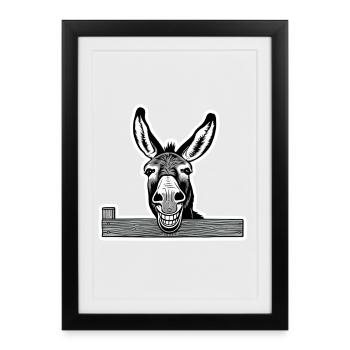 Laughing Donkey – Good Mood Guaranteed - Framed poster (27 × 37 cm) - black - Front