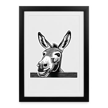 Cheeky donkey – laughter allowed! - Framed poster (27 × 37 cm) - black - Front