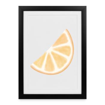 Tranche d’orange aquarelle éclat - Affiche encadrée (27 × 37 cm) - noir - Devant