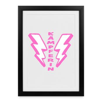 Fighter - porte-bonheur pour les filles et les femmes - Affiche encadrée (27 × 37 cm) - noir - Devant