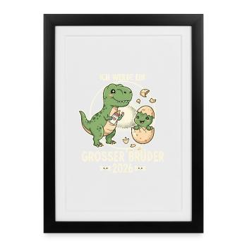 Big Brother 2026 Oeuf Bébé Dino Dinosaure - Affiche encadrée (27 × 37 cm) - noir - Devant