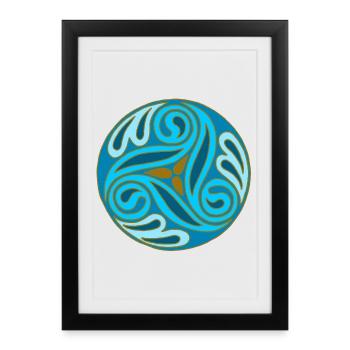 Blue Celtic Sphere - Framed poster (27 × 37 cm) - black - Front
