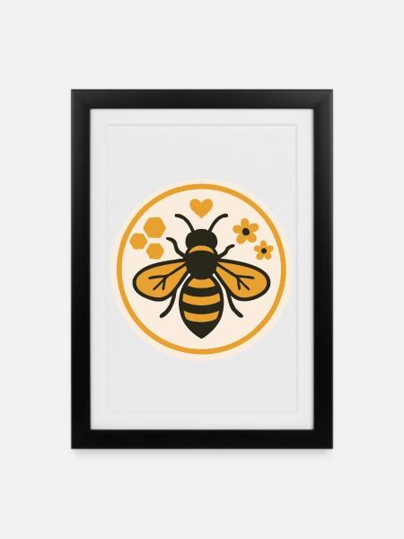 Sauvez les abeilles - Motif d’abeille de la nature - Affiche encadrée (27 × 37 cm) - noir