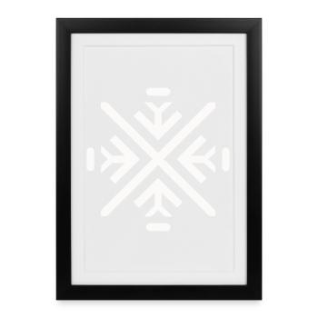 Flocon Géométrique Épuré - Affiche encadrée (27 × 37 cm) - noir - Devant