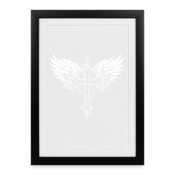 Ailes de la Croix Chrétienne - Affiche encadrée (27 × 37 cm) - noir - Devant