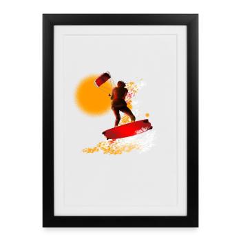Kite Surfer Color Explosion Print - Framed poster (27 × 37 cm) - black - Front