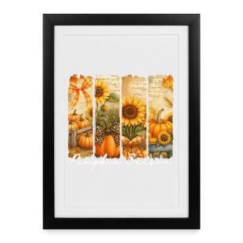 Kürbis-Saison Sonnenblumenfeld - Gerahmtes Poster (27 × 37 cm) - Schwarz - Vorne