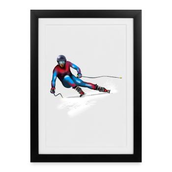 Colorful skier in action - Framed poster (27 × 37 cm) - black - Front