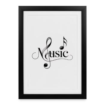 Musical font with music ornament - Framed poster (27 × 37 cm) - black - Front