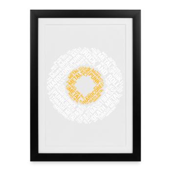 Typographic Vinyl Disc with hardcore music styles - Framed poster (27 × 37 cm) - black - Front