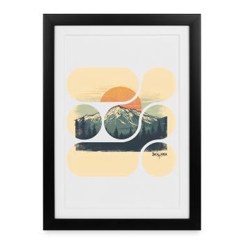Jacaranda Paysage De Montagne Rétro - Affiche encadrée (27 × 37 cm) - noir - Devant