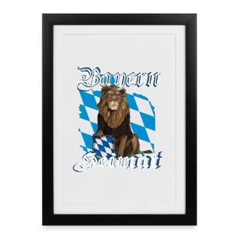 Bavière Home Lion - Affiche encadrée (27 × 37 cm) - noir - Devant