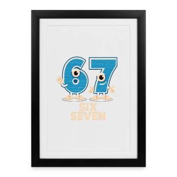 6 7 Six Seven Memes – Aura Points Kids Gaming - Affiche encadrée (27 × 37 cm) - noir - Devant
