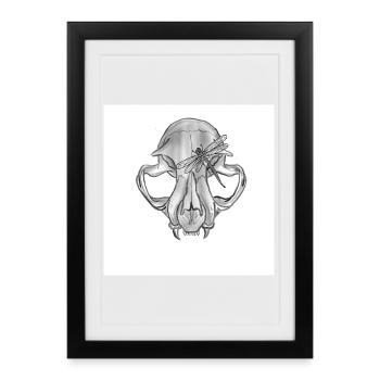 Skull Dragonfly Monochrome - Framed poster (27 × 37 cm) - black - Front