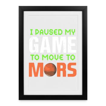 Mars planète espace fusée vintage - Affiche encadrée (27 × 37 cm) - noir - Devant