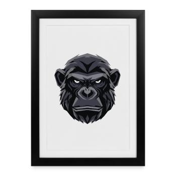 Geometric Gorilla Head - Framed poster (27 × 37 cm) - black - Front