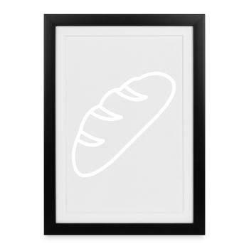 Bread Sketch – Minimalist Baking Motif Design - Framed poster (27 × 37 cm) - black - Front