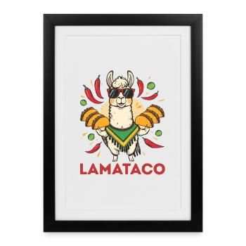LamaTaco Fiesta Lama - Affiche encadrée (27 × 37 cm) - noir - Devant