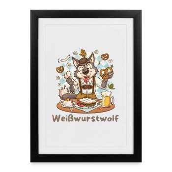 Weißwurst grinder Kochheld Bavarian - Framed poster (27 × 37 cm) - black - Front