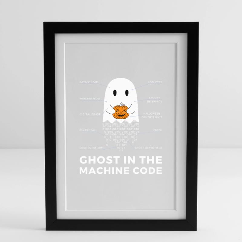 Funny Coder, Programmer Halloween T-Shirt Framed poster (27 × 37 cm)