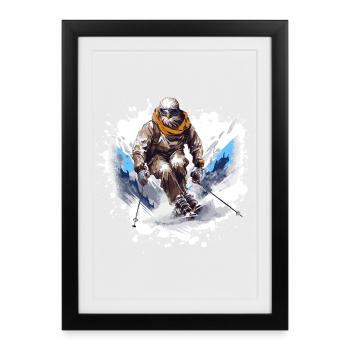 Adler Ski Skiing - Affiche encadrée (27 × 37 cm) - noir - Devant