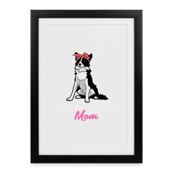 Drôle Border Collie Maman Bandana Design Amoureux des chiens - Affiche encadrée (27 × 37 cm) - noir - Devant