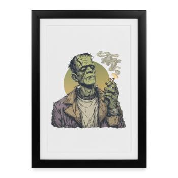 Smoking Zombie - Tuxedo - Retro - Vintage - Framed poster (27 × 37 cm) - black - Front