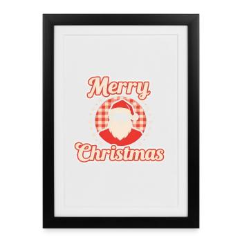 Père Noël Vintage Plaid Cadeau Rétro - Affiche encadrée (27 × 37 cm) - noir - Devant