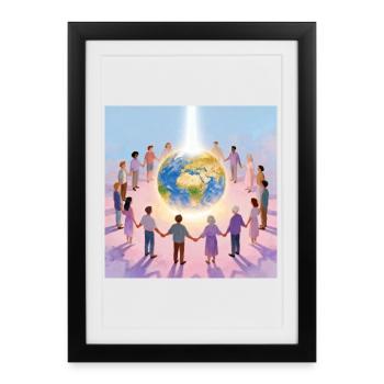 Earth surrounded by community - Framed poster (27 × 37 cm) - black - Front