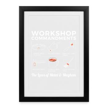 Workshop Rules, Sarcastic Machinist & Engineer Tee - Framed poster (27 × 37 cm) - black - Front