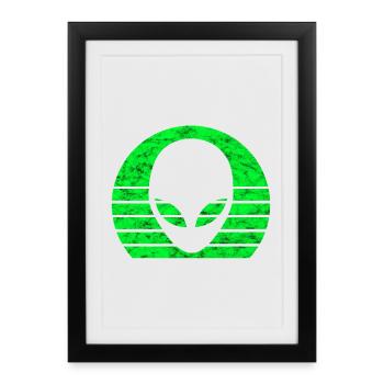 Alien tête visage Alien Retro Vintage - Affiche encadrée (27 × 37 cm) - noir - Devant