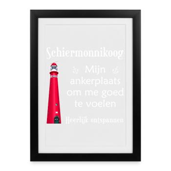 Schiermonnikoog Lighthouse Drawing Wellbeing - Framed poster (27 × 37 cm) - black - Front