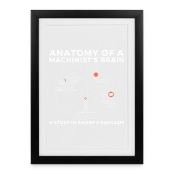 Workshop Humor, Funny Machinist Brain tshirt - Framed poster (27 × 37 cm) - black - Front
