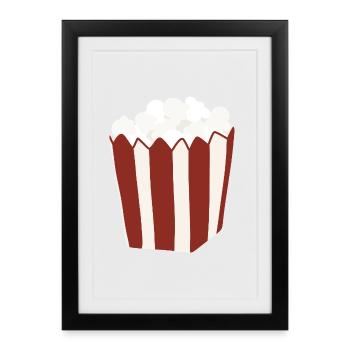 Seau à pop-corn Illustration rétro - Affiche encadrée (27 × 37 cm) - noir - Devant