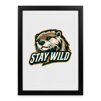 Restez sauvage – Otter Design | Motif Nature & Aventure - Affiche encadrée (27 × 37 cm) - noir - Devant