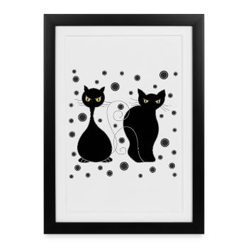 Katzen - Affiche encadrée (27 × 37 cm) - noir - Devant
