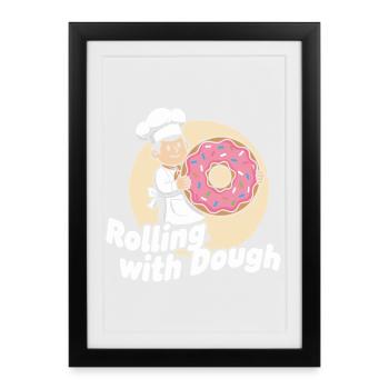 Donut Baker Cartoon - Framed poster (27 × 37 cm) - black - Front