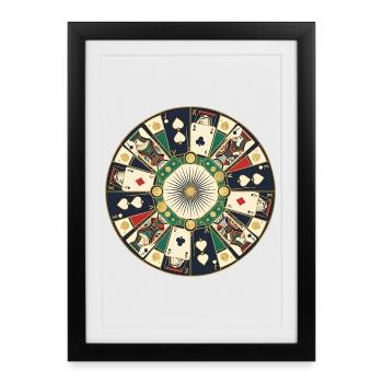 Circle Design Casino Card Game - Framed poster (27 × 37 cm) - black - Front