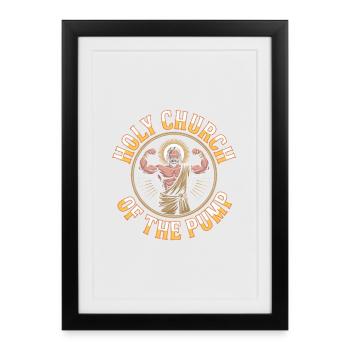 Sanctifiés soient tes gains - Funny Jesus Gym Meme - Affiche encadrée (27 × 37 cm) - noir - Devant