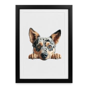 Merle Mutt Peekaboo Portrait - Framed poster (27 × 37 cm) - black - Front