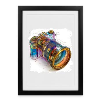 Digital camera as CAD design blueprint - Framed poster (27 × 37 cm) - black - Front