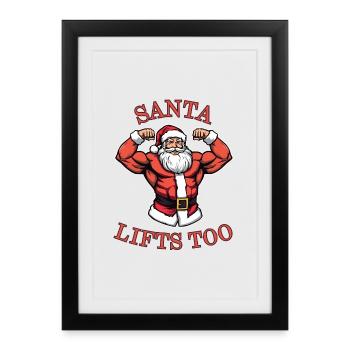 Santa Lifts Too Muscular Gym Design - Framed poster (27 × 37 cm) - black - Front