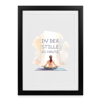 In Silence at Home Yoga Design - Framed poster (27 × 37 cm) - black - Front