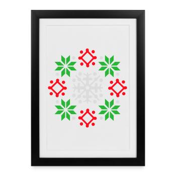 flocons de neige motif Noël pull neige - Affiche encadrée (27 × 37 cm) - noir - Devant