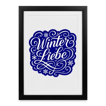 Amour d’hiver Coeur hivernal - Affiche encadrée (27 × 37 cm) - noir - Devant