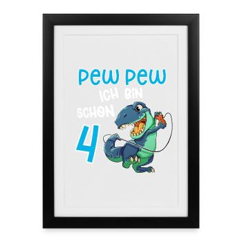 4e anniversaire T Rex Gaming - Affiche encadrée (27 × 37 cm) - noir - Devant