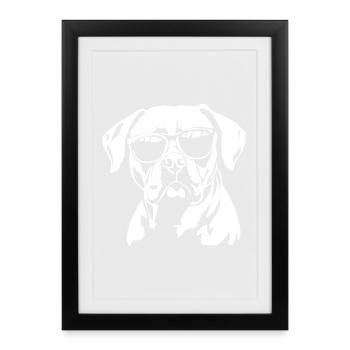 Lunettes de soleil pour chien Boxer - Affiche encadrée (27 × 37 cm) - noir - Devant