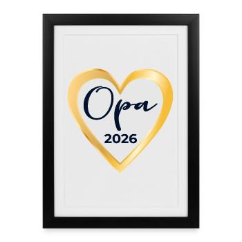 MESSAGE BÉBÉ GRAND-PÈRE 2026 COEUR - Affiche encadrée (27 × 37 cm) - noir - Devant
