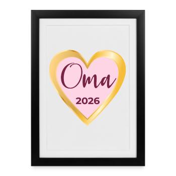 COEUR MAMIE 2026 GROSSESSE ANNONCER - Affiche encadrée (27 × 37 cm) - noir - Devant