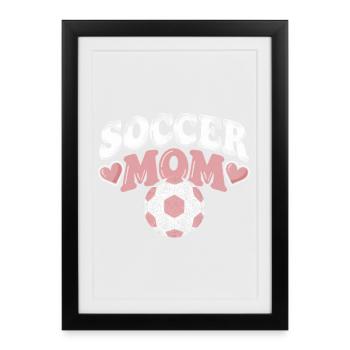 Fußball Vintage Mama Spieltag Geschenk - Gerahmtes Poster (27 × 37 cm) - Schwarz - Vorne
